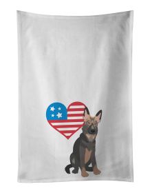 NEW German Shepherd Puppy Patriotic Kitchen Towel Set of 2 White Dish Towels Decorative Bathroom Hand towel for Hand, Face, Hair, Yoga, Tea, Dish