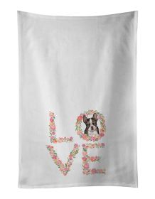 NEW Boston Terrier Puppy #3 Love Kitchen Towel Set of 2 White Dish Towels Decorative Bathroom Hand towel for Hand, Face, Hair, Yoga, Tea, Dishclo
