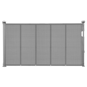 Retractable Baby Gate 34 in Tall Extend to 55 in Wide for Kids or Pets Gray