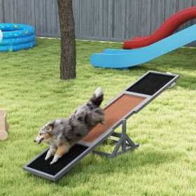 Wooden Dog Agility Seesaw for Training and Exercise, Weather Resistant, 83" L x 16" W x 14" H, Gray