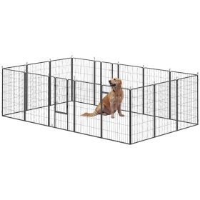 Heavy Duty Pet Playpen, 16 Panels Steel Dog Fence Puppy Exercise Pen with 2 Doors Locking Latch, 47" Height