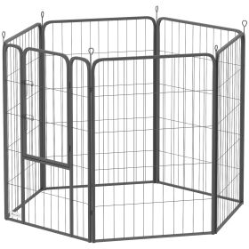6 Panels Heavy Duty Dog Playpen Outdoor Indoor with Door & Strap, 39" Height Portable & Foldable Pet Playpen