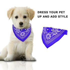 Adjustable Bandana Leather Pet Collar Triangle Scarf (Option: blue_m)