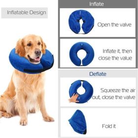 Dog Protective Inflatable Collar Pet Puppy Cat Not Block Vision E-Collar Adjustable Pet Recovery (Option: L)