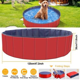 Foldable Pet Swimming Pool PVC Kiddie Baby Dog Swim Pool Bathing Tub Playmat Kids Pools (Option: Red)